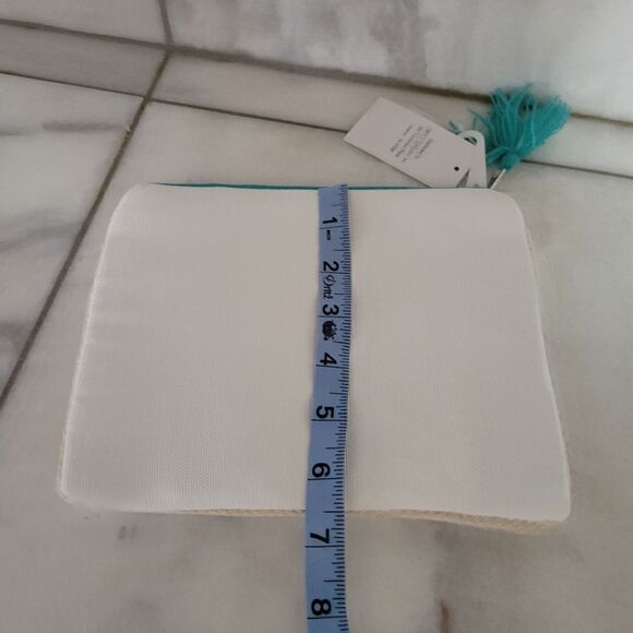 Mermaid At Heart Cream Turquoise Gold Zip Pocket Cosmetics Bag Pouch NEW - Picture 5 of 11